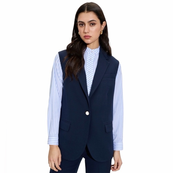 Joie Jackets & Blazers - Joie Navy Blue Tailored Vest Sleeveless Blazer Longline Notched Lapel Size 8 NWT